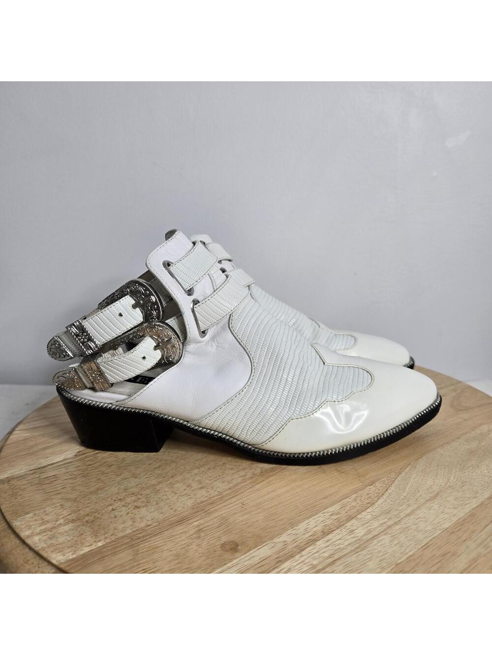 Senso Women's Ankle Leather Boots White Buckle Open Back Levi 38 Western